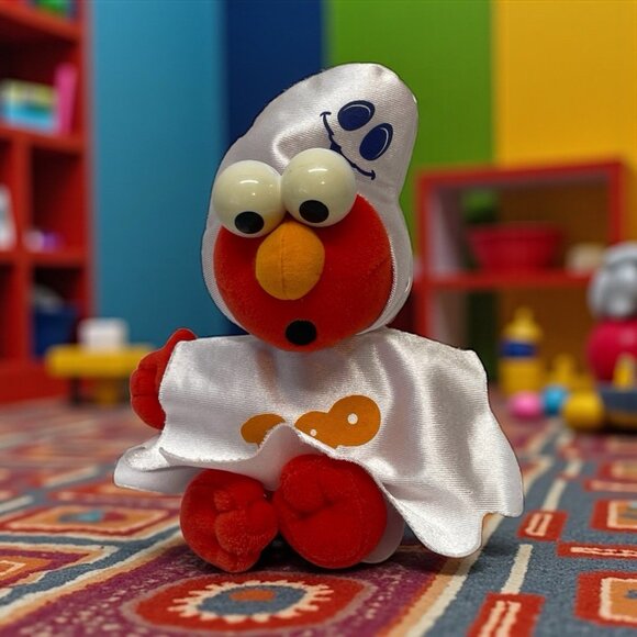 VTG  2002 Fisher Price Sesame Street  ELMO Plush Halloween Ghost Small RARE - Picture 1 of 14